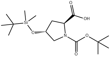 (2S,4R)-1-(叔丁氧羰基)-4-((叔丁基二甲基甲硅烷基)氧基)吡咯烷-2-羧酸 结构式