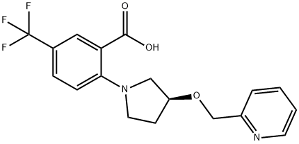 (S)-2-(3-(PYRIDIN-2-YLMETHOXY)PYRROLIDIN-1-YL)-5-(TRIFLUOROMETHYL)BENZOIC ACID. HCL 结构式