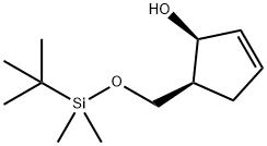 (1S,5S)-5-({[tert-butyl(diMethyl)silyl]oxy}Methyl)cyclopent-2-en-1-ol 结构式