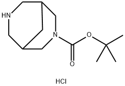 tert-Butyl 3,7-diazabicyclo[3.3.1]nonane-3-carboxylate hydrochloride 结构式