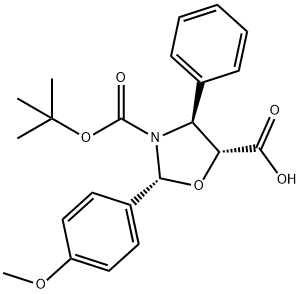 (4S,5R)-2-(4-甲氧基苯基)-4-苯基-3,5-恶唑烷二羧酸 3-叔丁酯 结构式