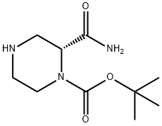 (R)-2-(氨基羰基)-1-哌嗪羧酸叔丁酯 结构式
