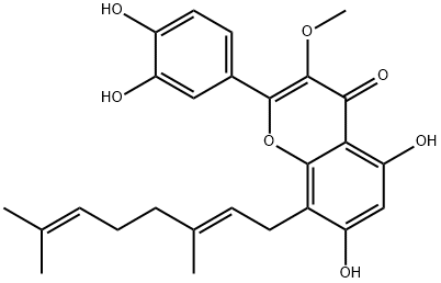 2-(3,4-二羟基苯基)-8-[(2E)-3,7-二甲基-2,6-辛二烯-1-基]-5,7-二羟基-3-甲氧基-4H-1-苯并吡喃-4-酮 结构式