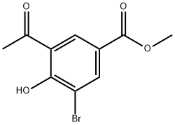 3-乙酰基-5-溴-4-羟基苯甲酸甲酯 结构式