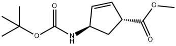 (1R,4R)-4-BOC-氨基-2-环戊烯-1-羧酸甲脂 结构式