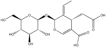 (2S,3E,4S)-5-羧基-3-亚乙基-2-(BETA-D-吡喃葡萄糖氧基)-3,4-二氢-2H-吡喃-4-乙酸 结构式