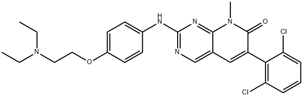 6-(2,6-二氯苯基)-2-[[4-[2-(二乙基氨基)乙氧基]苯基]氨基]-8-甲基吡啶并[2,3-D]嘧啶-7(8H)-酮 结构式