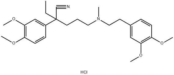 ALPHA-[3-[[2-(3,4-二甲氧基苯基)乙基]甲基氨基]丙基]-ALPHA-乙基-3,4-二甲氧基-苯乙腈单盐酸盐 结构式