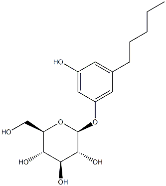 3-羟基-5-戊基苯基-BETA-D-吡喃葡萄糖甙 结构式