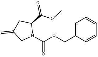 甲基(S) - 4 - 亚甲基 - 1 - (苄氧基羰基)吡咯烷甲酸叔丁酯 结构式