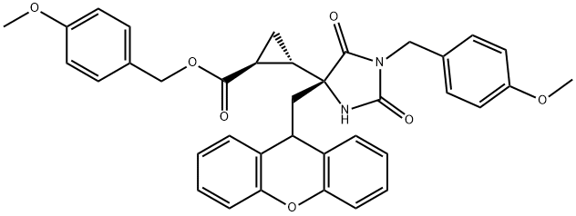 ((R)-4 - ((9H-呫吨-9-基)甲基)-1-(4-甲氧基苄基)-2,5-二氧代咪唑烷-4-基)环丙烷甲酸(1S,2S)-4-甲氧基苄酯 结构式