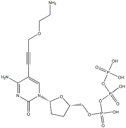 5-[3-(2-氨基乙氧基)-1-丙炔基]-2',3'-二脱氧-胞苷-5'-三磷酸 结构式