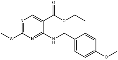 4-[[(4-甲氧基苯基)甲基]氨基]-2-甲硫基-5-嘧啶羧酸乙酯 结构式
