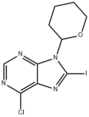6-Chloro-8-iodo-9-(tetrahydro-pyran-2-yl)-9H-purine 结构式