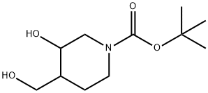 3-羟基-4-(羟甲基)哌啶-1-羧酸叔丁酯 结构式
