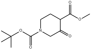 N-BOC-3-氧代哌啶-4-甲酸甲酯 结构式