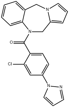 (5H-benzo[e]pyrrolo[1,2-a][1,4]diazepin-10(11H)-yl)(2-chloro-4-(1H-pyrazol-1-yl)phenyl)Methanone 结构式