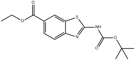 2-((叔丁氧基羰基)氨基)苯并[D]噻唑-6-甲酸乙酯 结构式