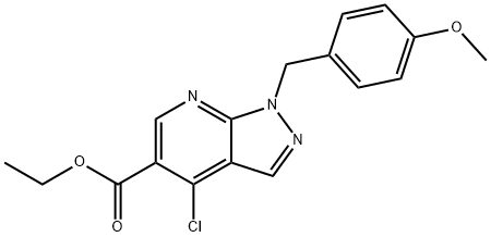 4-氯-1-(4-甲氧基苄基)-1H-吡唑并[3,4-B]吡啶-5-羧酸乙酯 结构式
