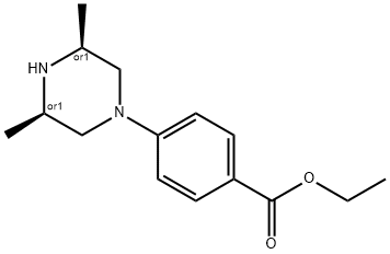 REL-4-((3S,5R)-3,5-二甲基哌嗪-1-基)苯甲酸乙酯 结构式