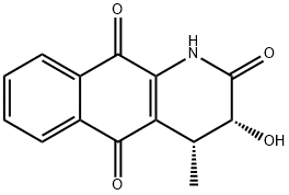 (3R,4R)-3,4-二氢-3-羟基-4-甲基苯并[G]喹啉-2,5,10(1H)-三酮 结构式