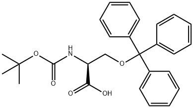 N-[叔丁氧羰基]-O-(三苯基甲基)-L-丝氨酸 结构式