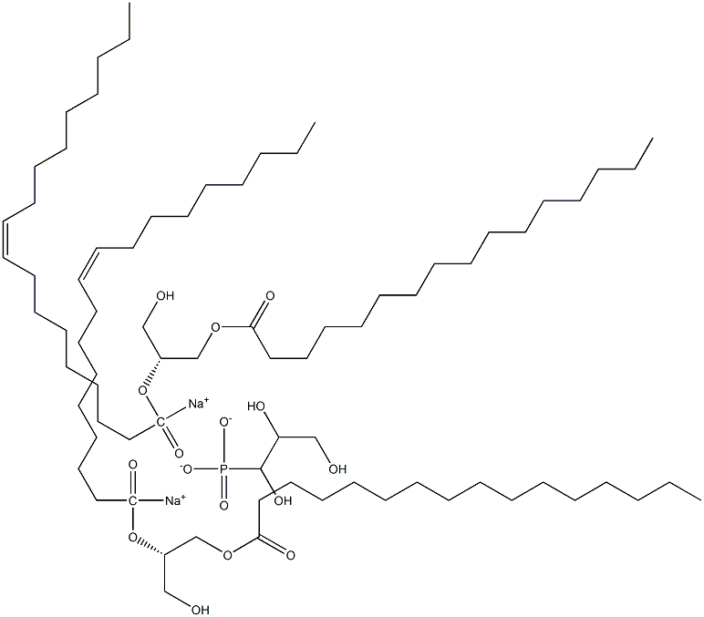 1-棕榈酰-2-油烯基-sn-甘油-3-磷酰-rac-(1-甘油)钠盐 结构式