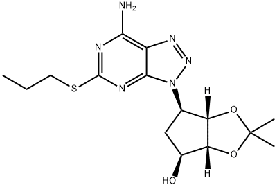 (3AR,4S,6R,6AS)-6-[7-氨基-5-(丙硫基)-3H-1,2,3-三氮唑并[4,5-D]嘧啶-3-基]四氢-2,2-二甲基-4H-环戊烯并-1,3-二恶茂-4-醇 结构式