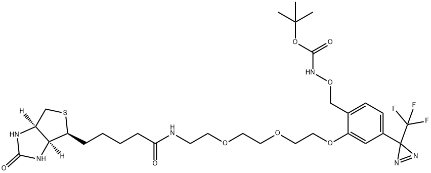 [[2-[2-[2-[2-[[5-[(3AS,4S,6AR)-六氢-2-氧代-1H-噻吩并[3,4-D]咪唑-4-基]-1-氧代戊基]氨基]乙氧基]乙氧基]乙氧基]-4-[3-(三氟甲基)-3H-双吖丙啶-3-基]苯基]甲氧基]氨基甲酸叔丁酯 结构式