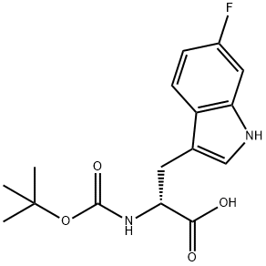 BOC-6-氟-D-色氨酸 结构式