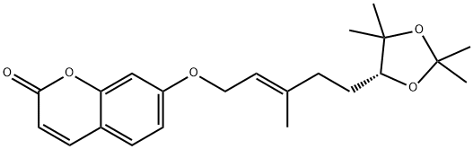 7-[[(2E)-3-甲基-5-[(4R)-2,2,5,5-四甲基-1,3-二氧杂戊环-4-基]-2-戊烯基]氧基]-2H-1-苯并吡喃-2-酮 结构式