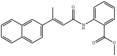 (E)-2-(3-(萘-2-基)丁-2-烯酰氨基)苯甲酸甲酯 结构式