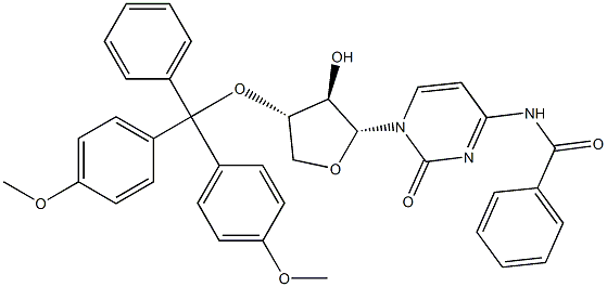 N-[1-[(2R,3R,4S)-4-[双(4-甲氧基苯基)苯基甲氧基]四氢-3-羟基-2-呋喃基]-1,2-二氢-2-氧代-4-嘧啶基]-苯甲酰胺 结构式