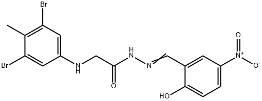 Glycine, N-(3,5-dibroMo-4-Methylphenyl)-, 2-[(2-hydroxy-5-nitrophenyl)Methylene]hydrazide 结构式