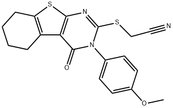 2-[[3,4,5,6,7,8-六氢-3-(4-甲氧基苯基)-4-氧代[1]苯并噻吩并[2,3-D]嘧啶-2-基]硫代]-乙腈 结构式