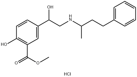 5-[1-羟基-2-[(1-甲基-3-苯基丙基)氨基]乙基]水杨酸甲酯盐酸盐 结构式