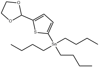 三丁基[5-(1,3-二氧杂环戊烷-2-基)-2-噻吩基]锡烷 结构式