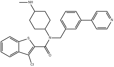 3-氯-N-[4-(甲基氨基)环己基]-N-[[3-(4-吡啶基)苯基]甲基]-苯并[B]噻吩-2-甲酰胺 结构式