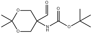 (5-甲酰基-2,2-二甲基-1,3-二氧六环-5-基)氨基甲酸叔丁酯 结构式