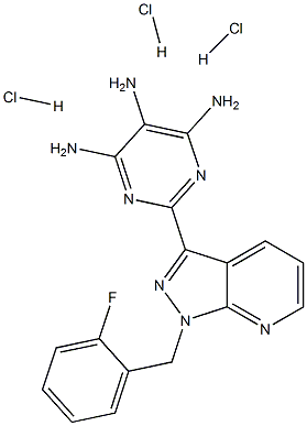 2-[1-[(2-氟苯基)甲基]-1H-吡唑并[3,4-B]吡啶-3-基]-4,5,6-嘧啶三胺三盐酸盐 结构式