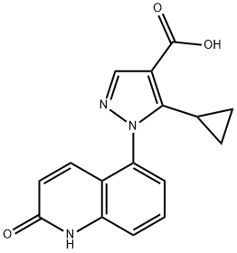 5-Cyclopropyl-1-(1,2-dihydro-2-oxo-5-quinolinyl)-1H-pyrazole-4-carboxylic Acid 结构式