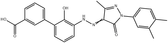 3'-[[1-(3,4-二甲基苯基)-1,5-二氢-3-甲基-5-氧代-4H-吡唑-4-亚基]肼基]-2'-羟基-[1,1'-联苯]-3-羧酸 结构式
