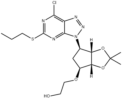 2-[[(3AR,4S,6R,6AS)-6-[7-氯-5-(丙硫基)-3H-1,2,3-三氮唑并[4,5-D]嘧啶-3-基]四氢-2,2-二甲基-4H-环戊烯并-1,3-二恶茂-4-基]氧基]乙醇 结构式