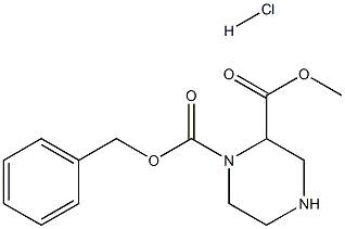 1-苄氧羰基-2-哌嗪羧酸甲酯单盐酸盐 结构式