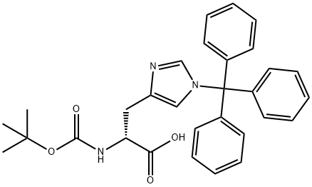 N-[叔丁氧羰基]-1-(三苯甲基)-D-组氨酸 结构式