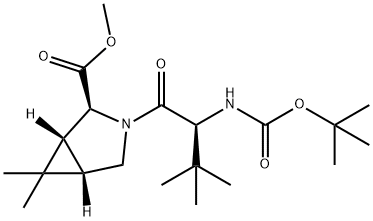 (1R,2S,5S)-3-((2S)-2-叔丁氧羰基氨基-3,3-二甲基-1-氧代丁基)-6,6-二甲基-3-氮杂双环[3.1.0]己烷-2-羧酸甲酯 结构式