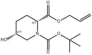 (2R,5R) - 2 - 烯丙基1 - 叔 - 丁基5 - 羟基哌啶 - 1,2 - 二羧酸二甲酯 结构式