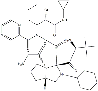 (1S,3AR,6AS)-(2S)-2-环己基-N-(2-吡嗪基羰基)甘氨酰-3-甲基-L-缬氨酰-N-[(1S)-1-[2-(环丙基氨基)-1-羟基-2-氧代乙基]丁基]八氢环戊并[C]吡咯-1-甲酰胺 结构式