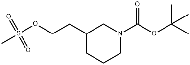 3-(2-((甲基磺酰基)氧基)乙基)哌啶-1-甲酸叔丁酯 结构式