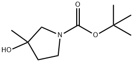 3-羟基-3-甲基吡咯烷-1-羧酸叔丁酯 结构式